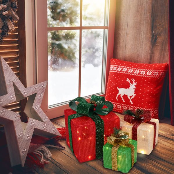 Lighted Christmas Gift Boxes Set of 3, 60 Warm White LED Hol - view 4