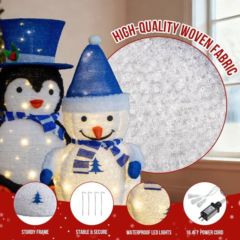Lighted Plush Penguin and Snowman 2-Pack, Christmas Table De - view 2