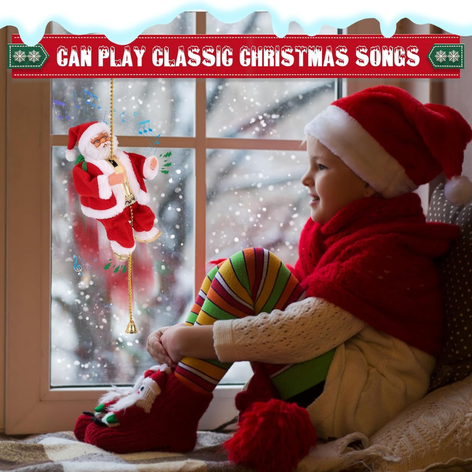 Animated Climbing Santa on Rope with Music, Christmas Decora - view 2