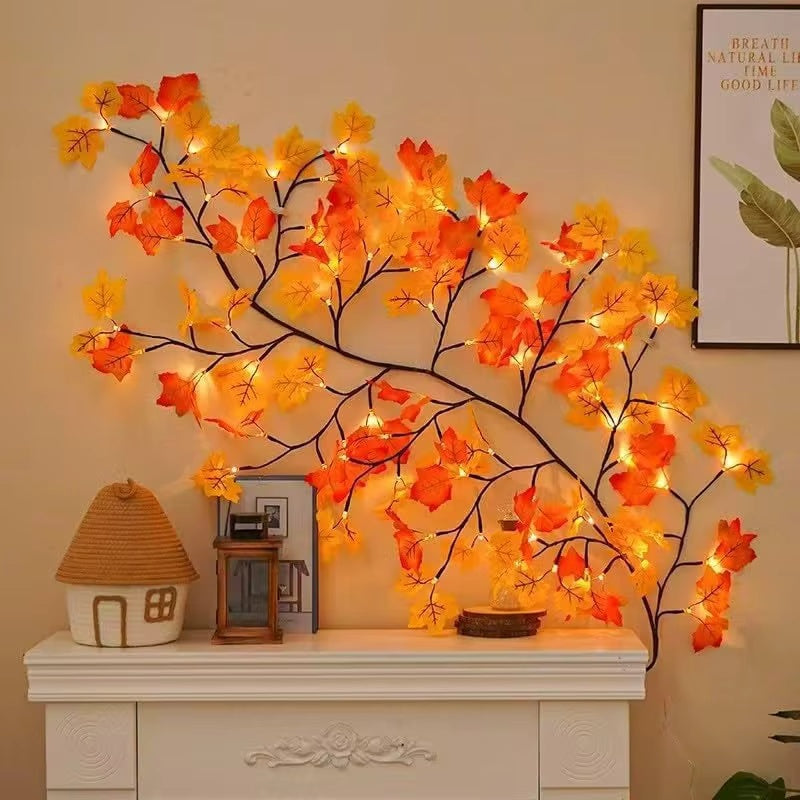 Maple Leaf Branch Lights 4.2 ft 48 LED with Remote, Warm Fal - view 4