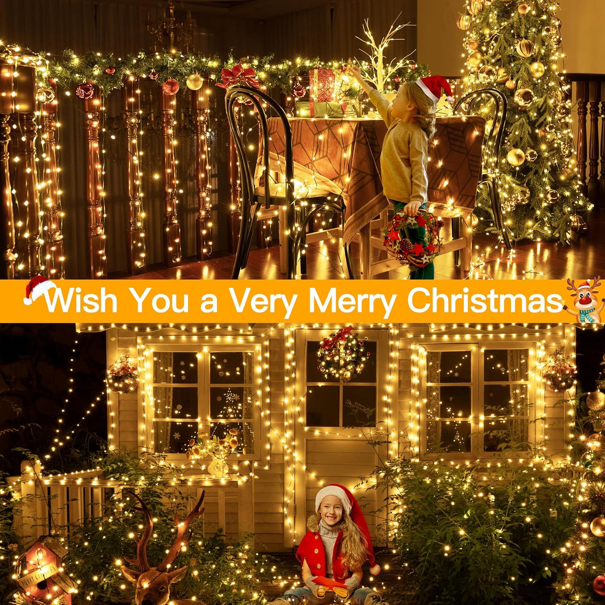 Warm White Icicle Lights 33 ft 400 LED, Connectable Indoor O - view 3