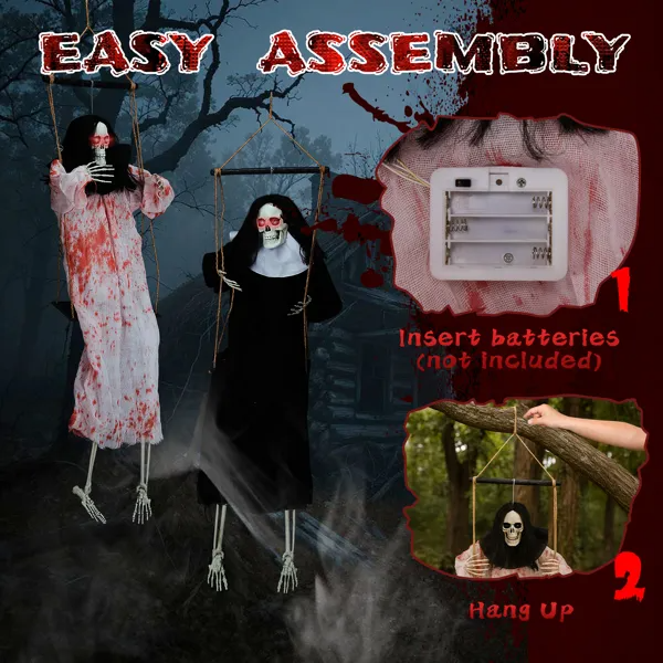 Hanging Screaming Ghosts 2-Pack with Light-Up Eyes, Outdoor  - view 1