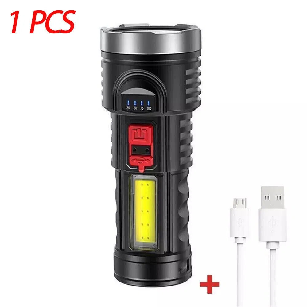 USB Rechargeable LED Flashlight 2-Pack with COB Side Light,  - view 3