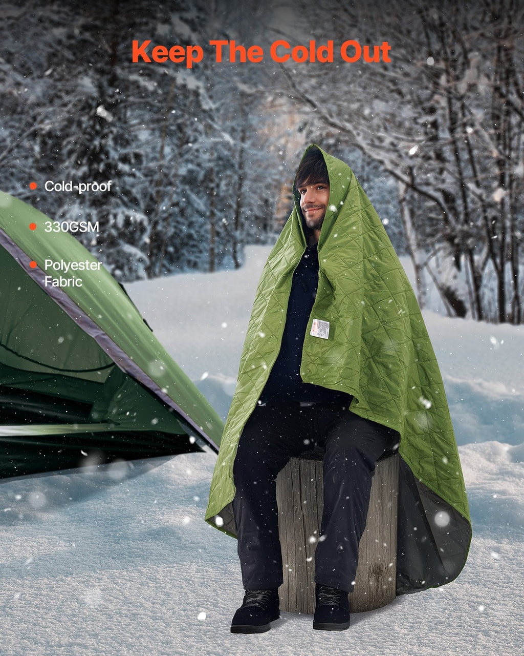 Waterproof Camping and Stadium Blanket, 330GSM Fleece Lined, - view 3