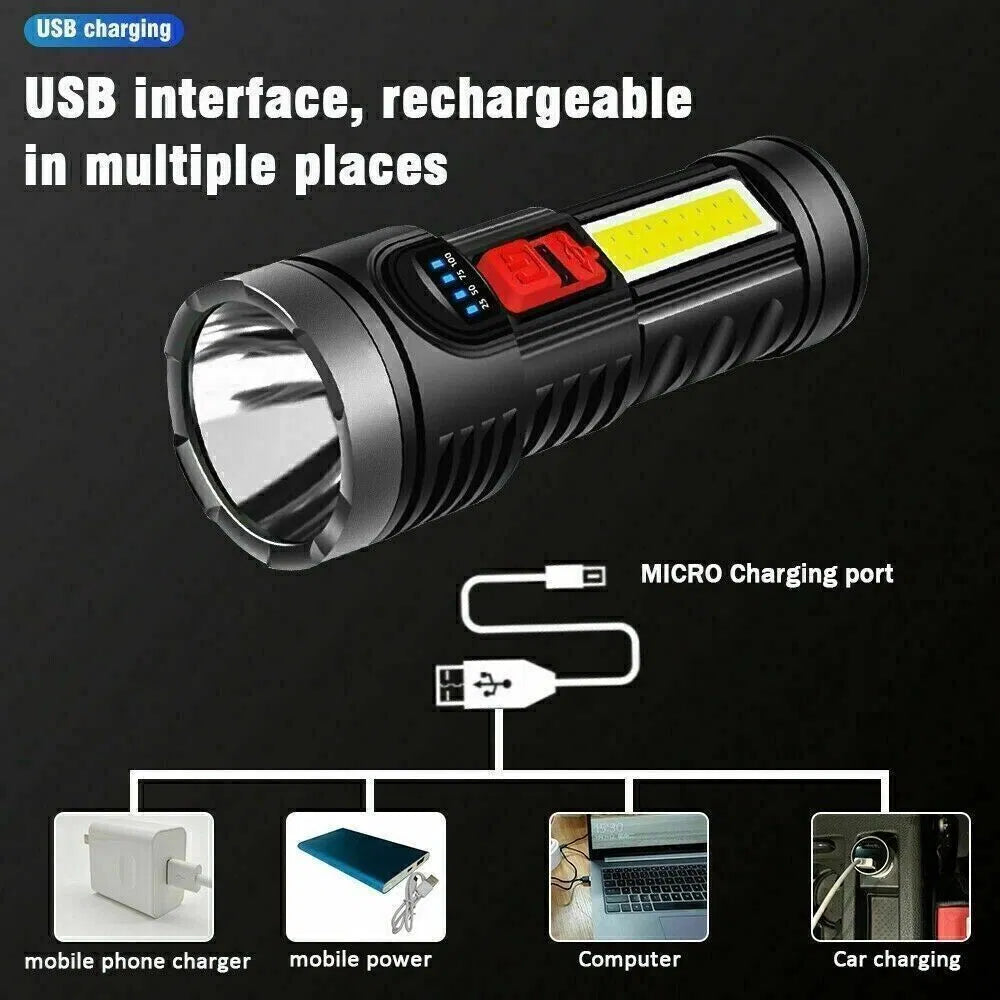 USB Rechargeable LED Flashlight 2-Pack with COB Side Light,  - view 2