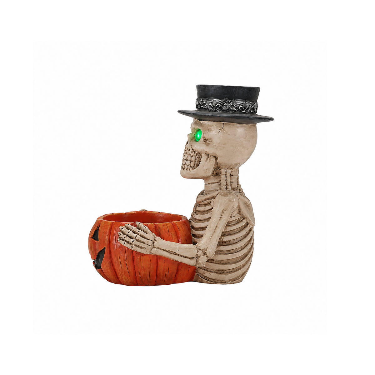 Light-Up Skeleton Figurine with Pumpkin Candy Bowl and Candl - view 6