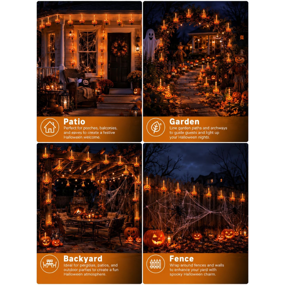 Pumpkin Bubble String Lights 7.5 ft, Shatterproof Vintage Ha - view 2