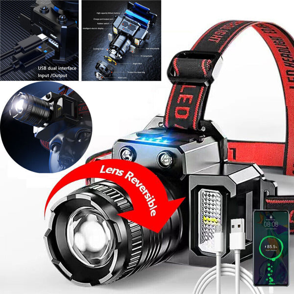 Zoomable LED Headlamp with Motion Sensor, Rechargeable, Red  - view 2
