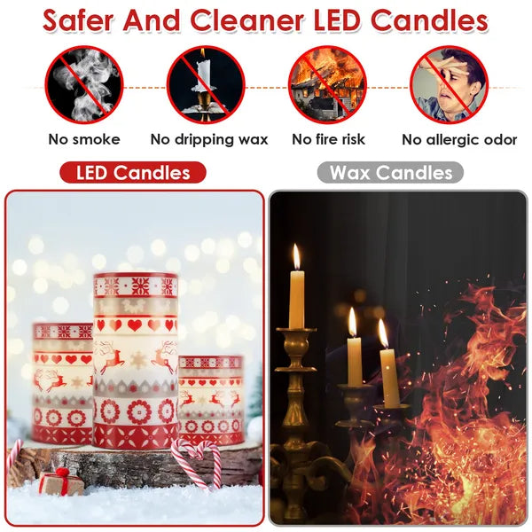 Christmas Flameless LED Pillar Candles 3-Pack with Remote, R - view 6