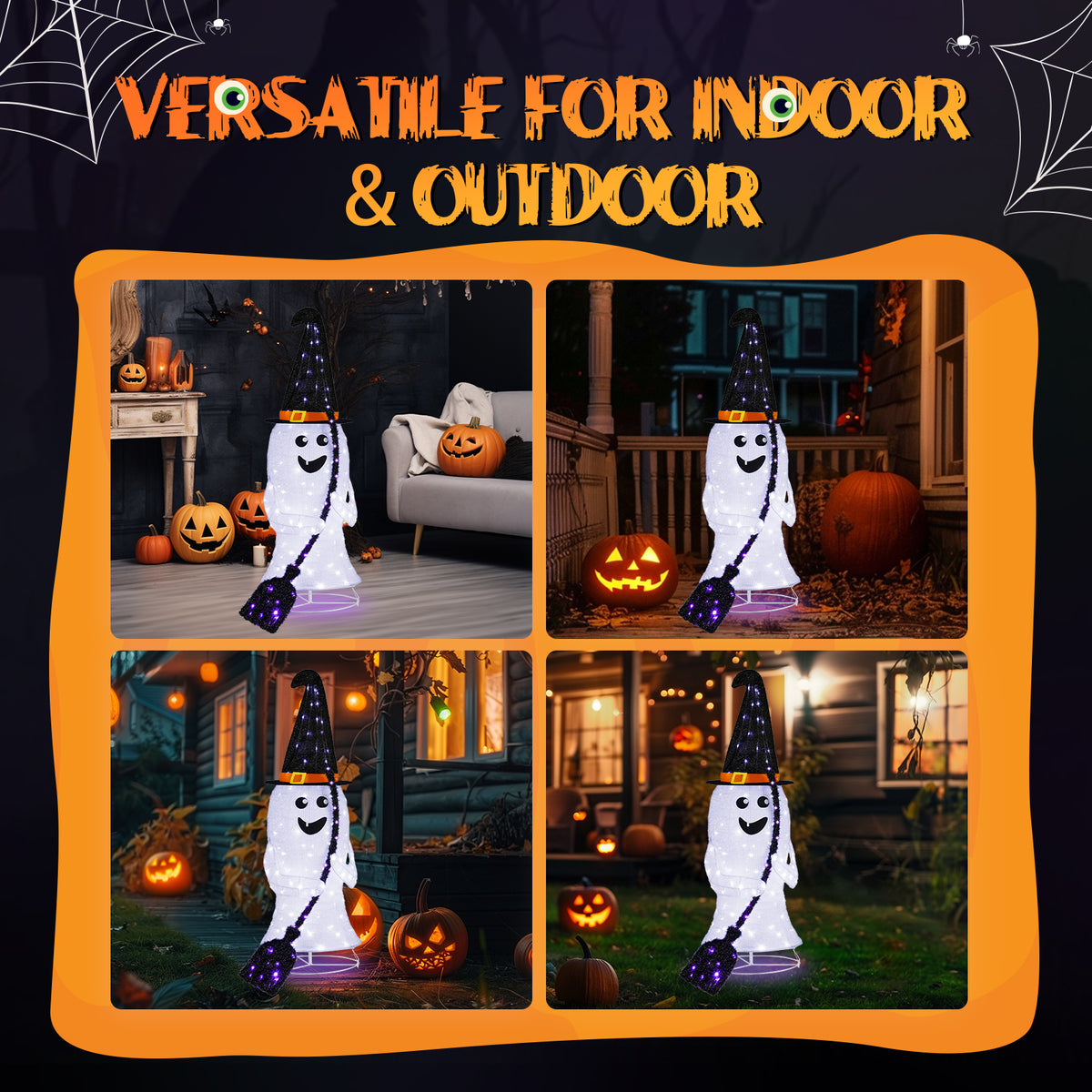 4 ft Lighted Pop-Up Ghost with 100 LED Lights, Outdoor Hallo - view 6