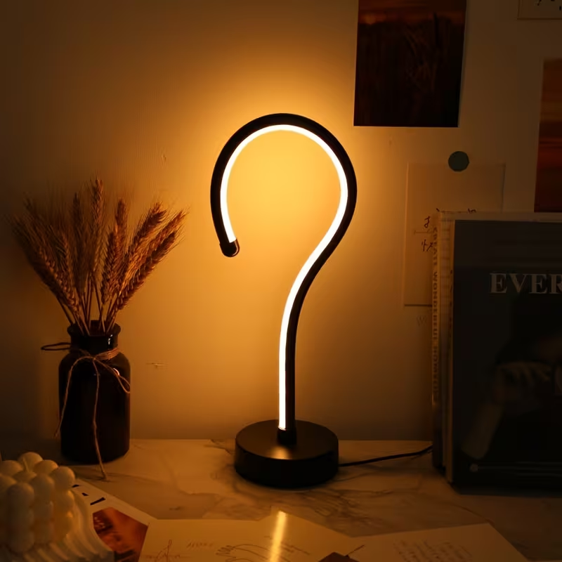 Question Mark Table Lamp, USB Dimmable 3-Color Modern Desk L - view 3