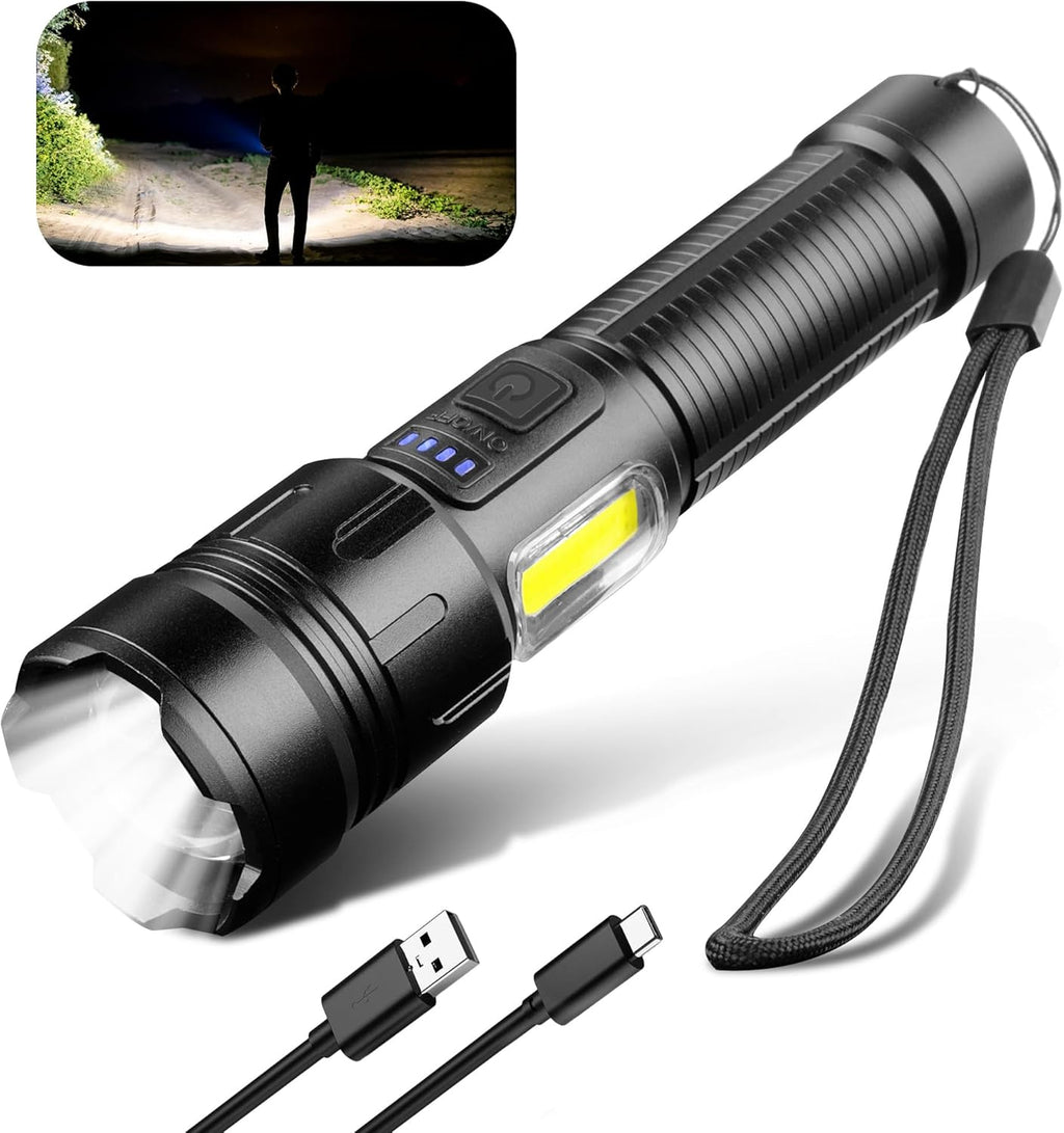 Zoomable Rechargeable LED Flashlight, 4 Modes, USB Charging, - view 5