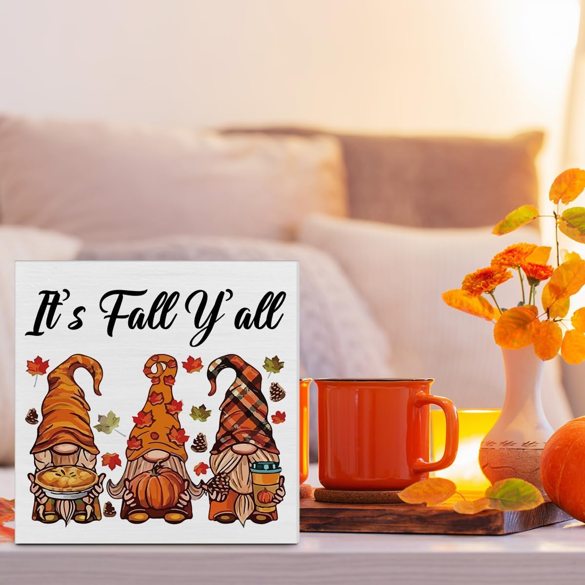 Fall Gnomes Wooden Sign, Farmhouse Autumn Decor for Desk, Sh - view 6