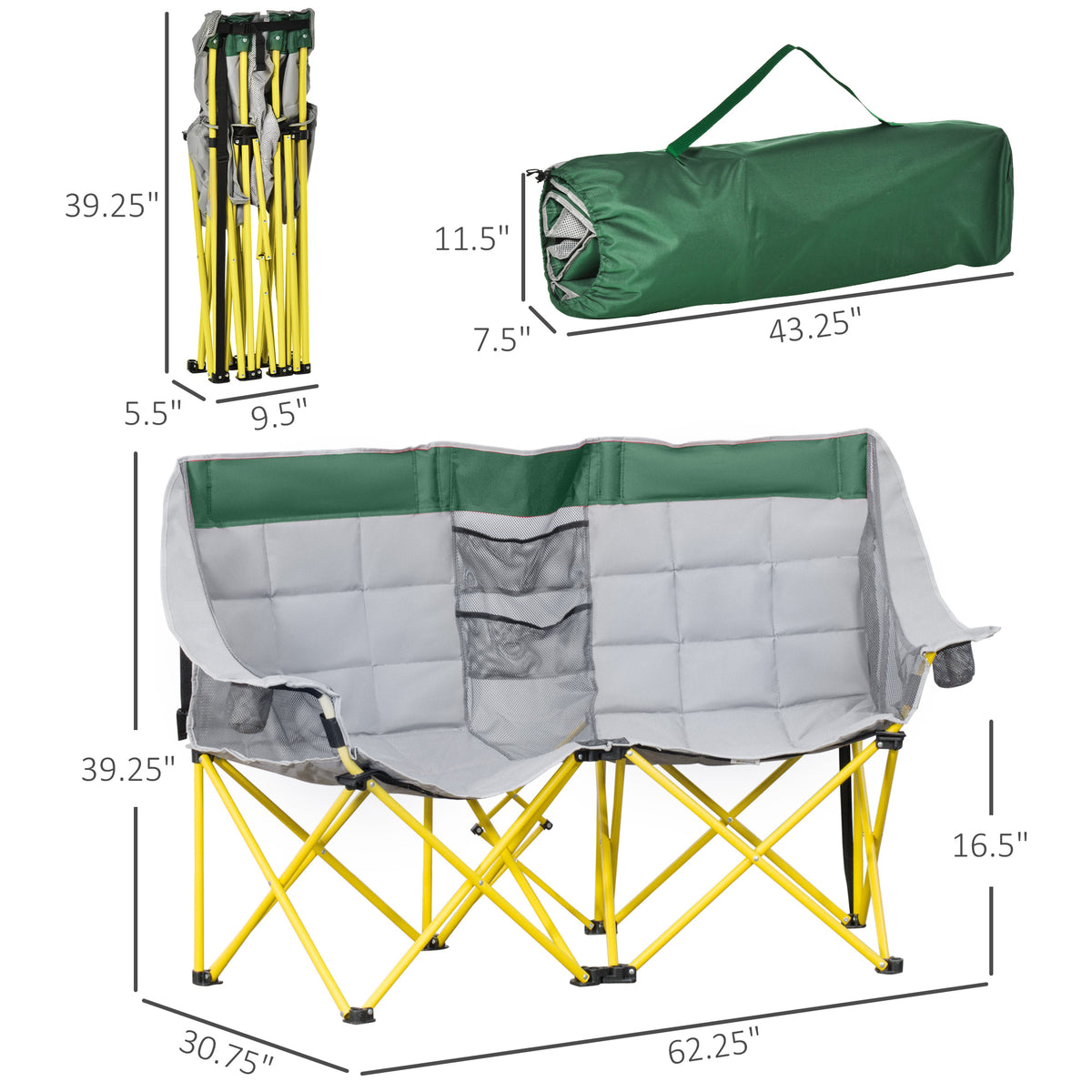 Loveseat Camping Chair for Two, Oversized Folding Lawn Chair - view 3