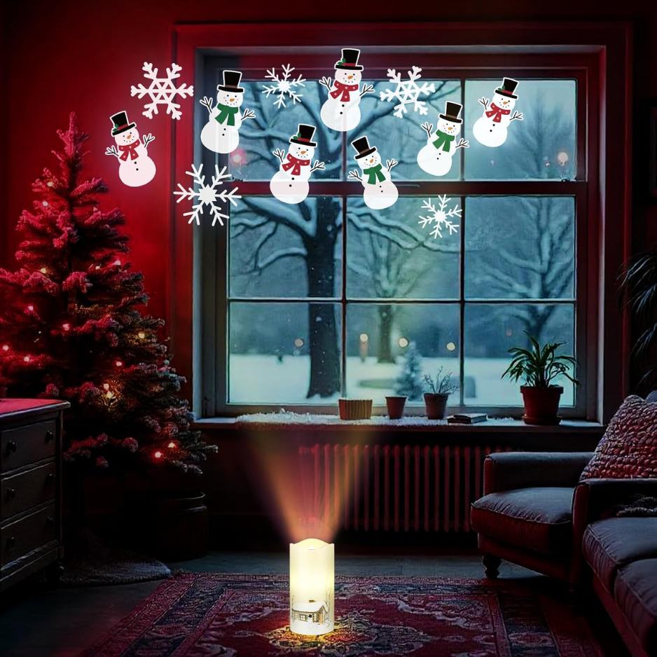 Snowman Flameless Candles with Projector Lights, Christmas H - view 6