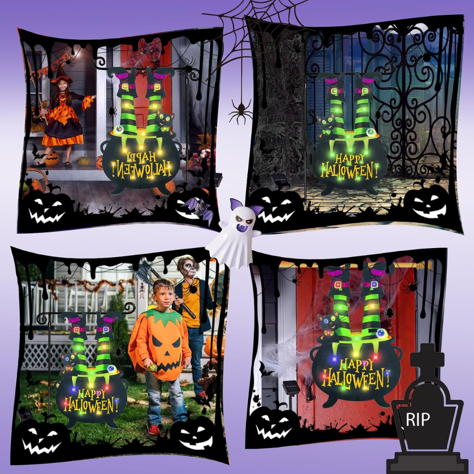 Lighted Halloween Garden Flag with Witch Feet, 12x18 in Yard - view 2