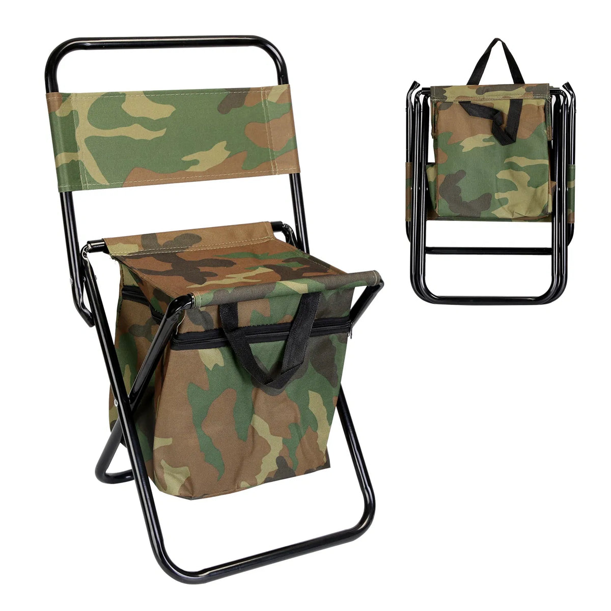 Folding Fishing Chair with Built-In Cooler Bag and Backrest, - view 6