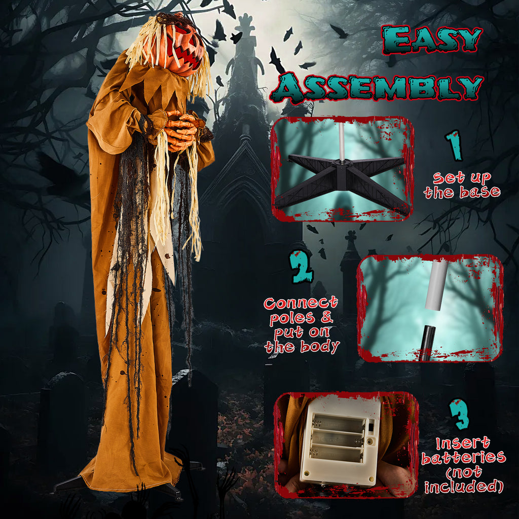 5.5 ft Animated Pumpkin Man with Glowing Head, Sound-Activat - view 4