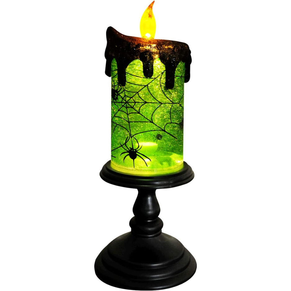 Spider Snow Globe Flameless Candle with Swirling Glitter and - view 3
