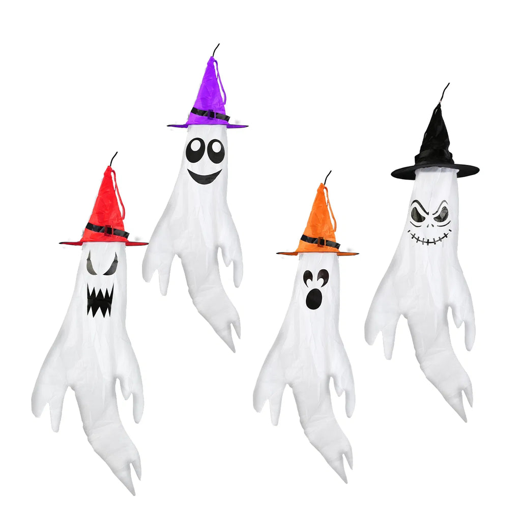 Halloween Hanging Decor Set, Ghost Windsocks, Witch Hats and - view 5