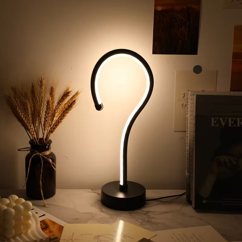 Question Mark Table Lamp, USB Dimmable 3-Color Modern Desk L - view 5
