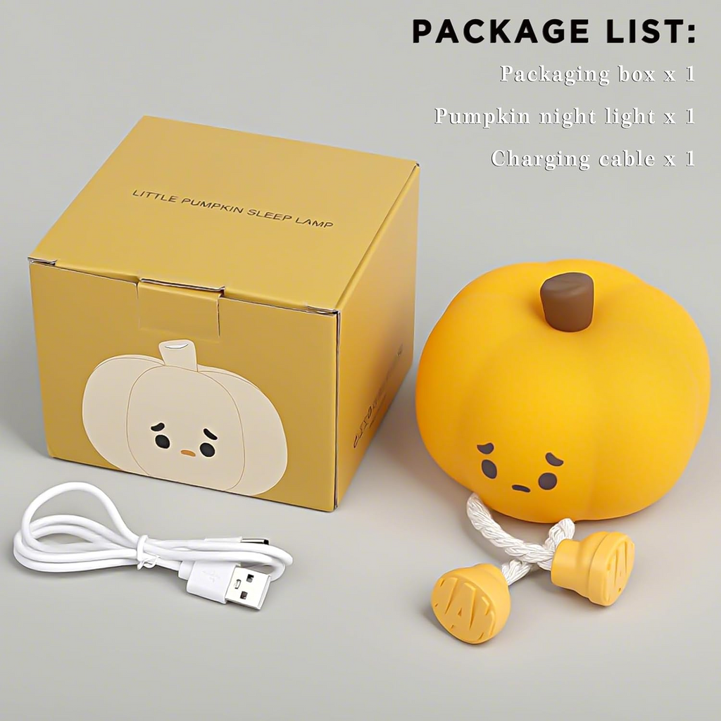 Rechargeable Pumpkin Night Light, Dimmable Squishy Silicone  - view 4