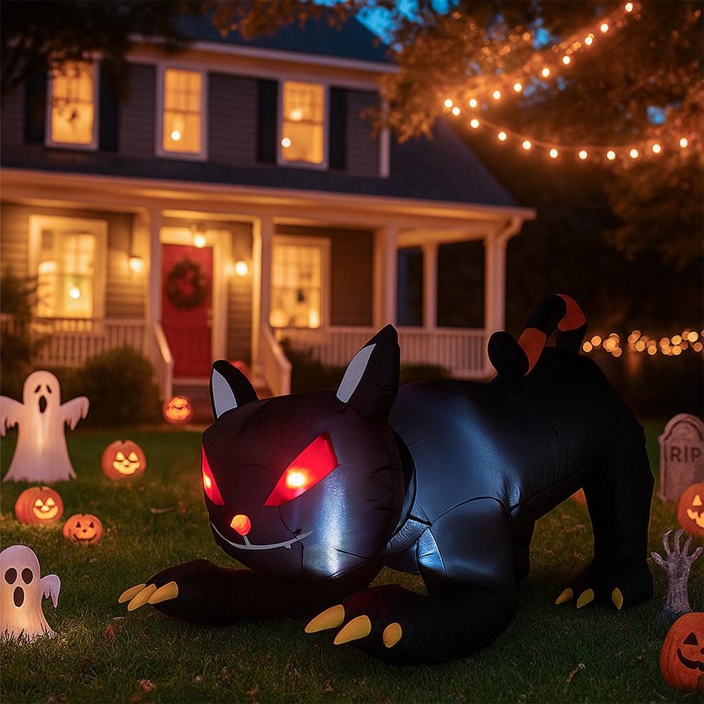 6.5 ft Animated Inflatable Black Cat with Moving Head, Hallo - view 6
