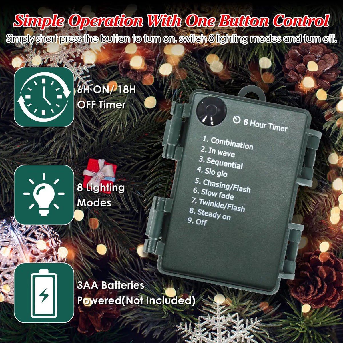 Tabletop Christmas Tree with 50 Warm LED Lights, 8 Modes and - view 2