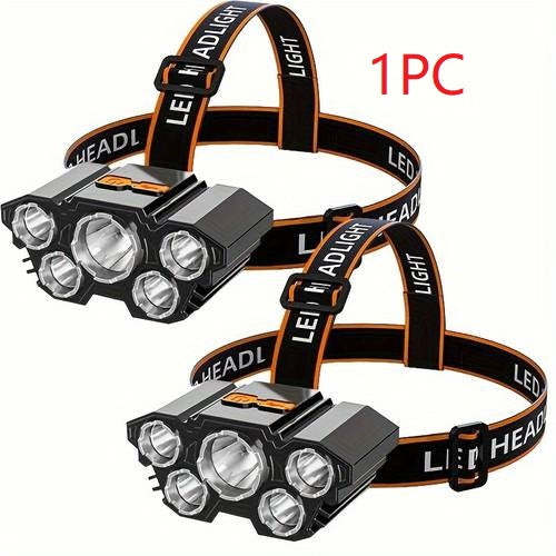 5-LED Rechargeable Camping Headlamp with Adjustable Headband - view 3