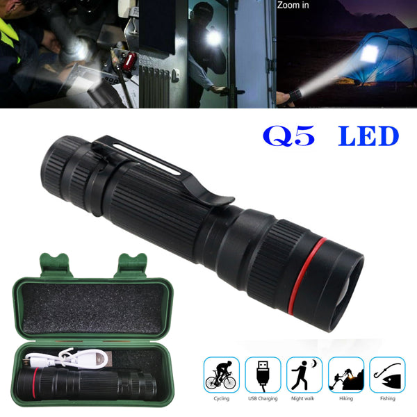 Mini Zoom LED Flashlight 2-Pack, USB Rechargeable Aluminum P - view 6