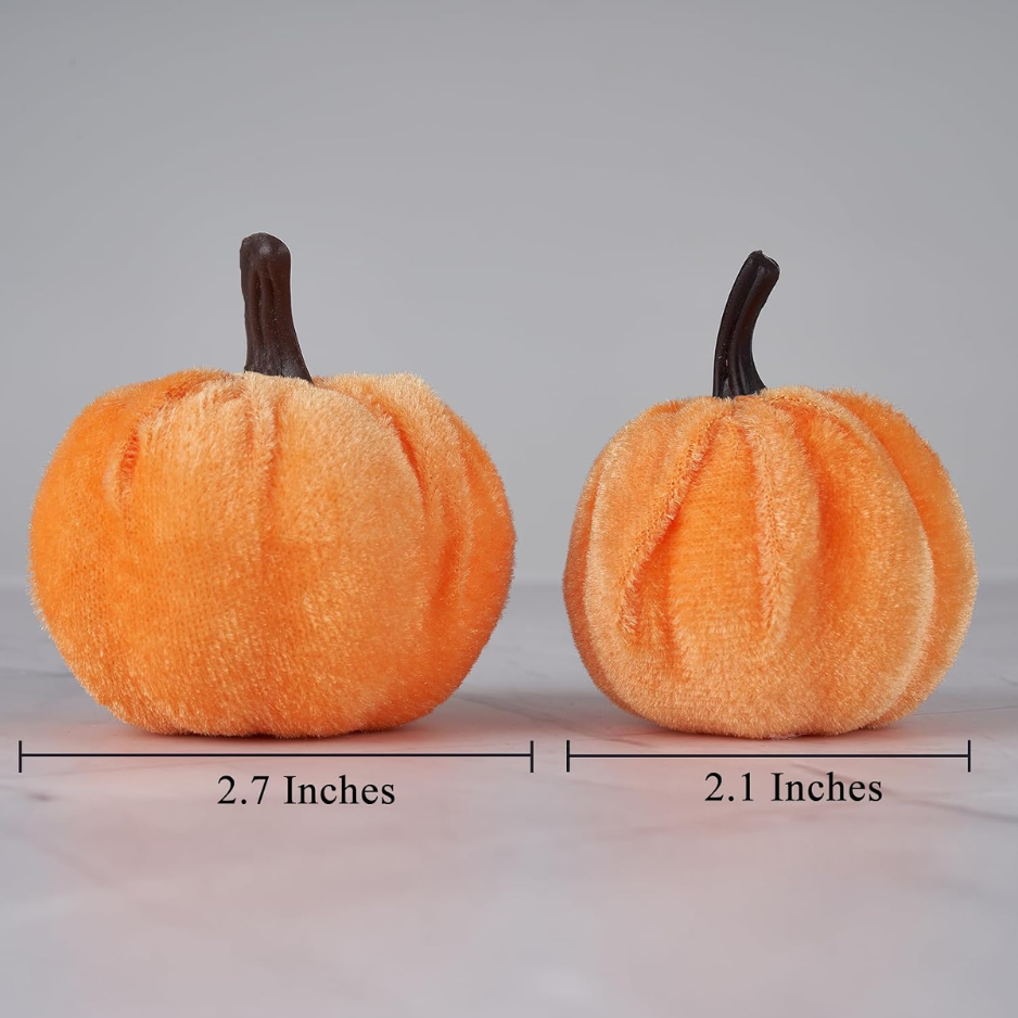Velvet Pumpkins 12-Pack, Artificial Fall and Thanksgiving Ta - view 3