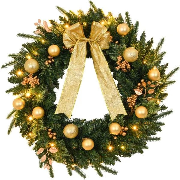 Pre-Lit Battery Christmas Wreath 24 in with Remote, Lighted  - view 2