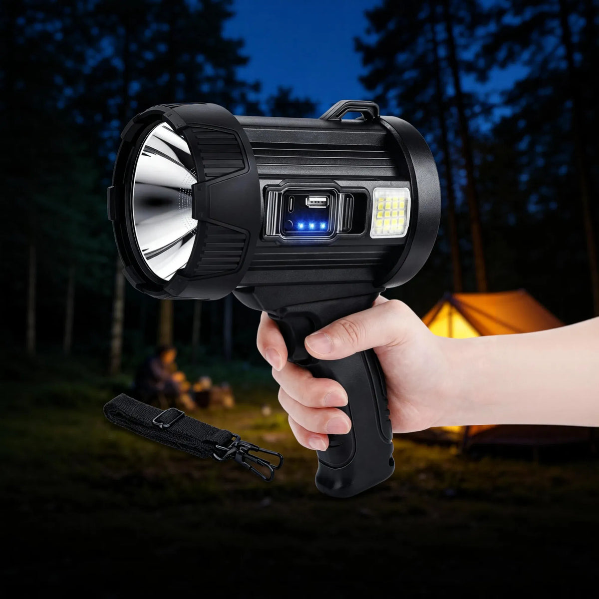 Rechargeable Handheld Spotlight, Solar and USB Charging, Wat - view 5