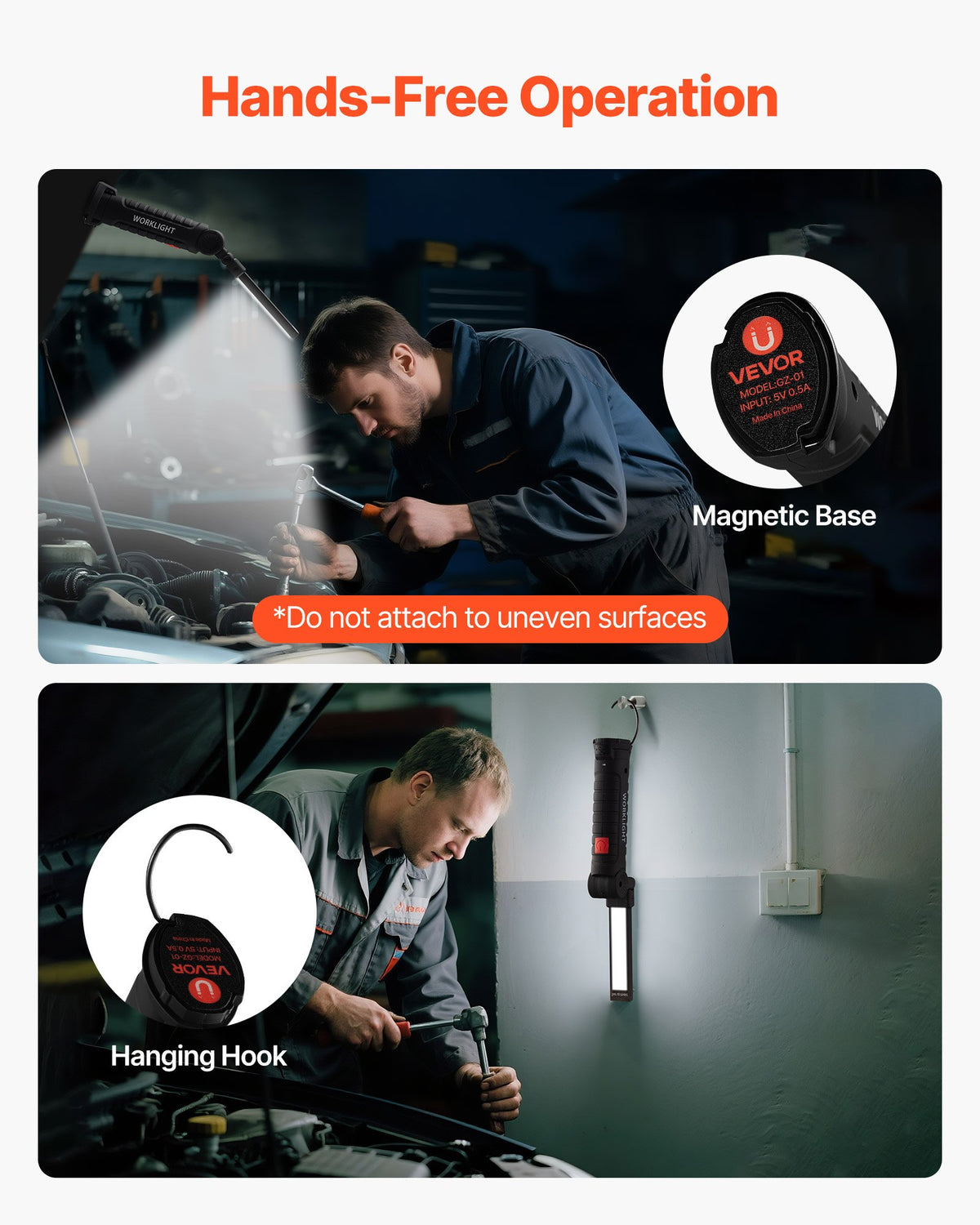 Rechargeable LED Work Light with Magnetic Base, 5 Modes, Typ - view 3