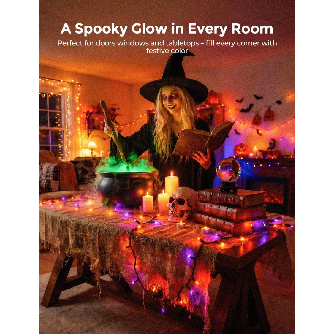 Purple and Orange Halloween Mini String Lights 20 ft, Indoor - view 3
