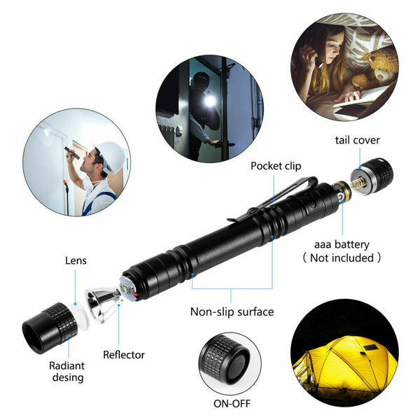 Mini LED Penlight Flashlight 2-Pack with Pocket Clip - view 3