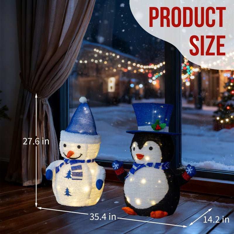 Lighted Plush Penguin and Snowman 2-Pack, Christmas Table De - view 4