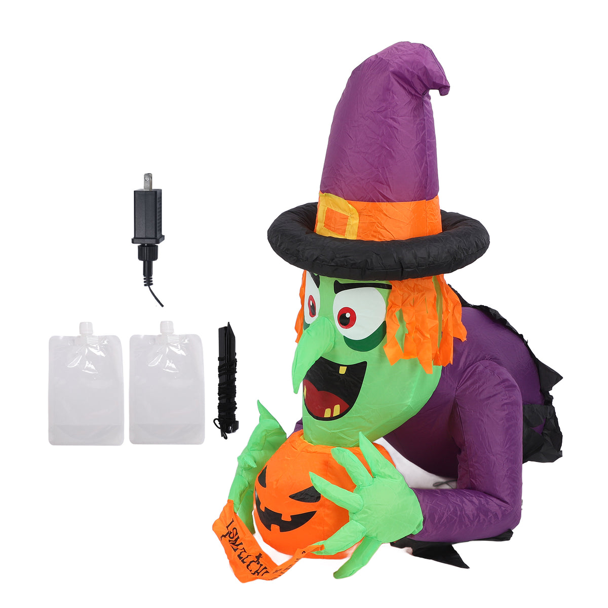 4.4 ft Inflatable Witch Breaking Through Window, LED Lighted - view 4