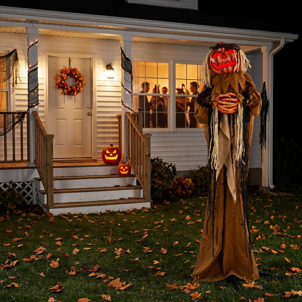 5.5 ft Animated Pumpkin Man with Glowing Head, Sound-Activat - view 6