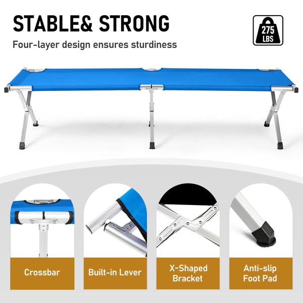 Portable Folding Camping Cot with Carry Bag, Blue - view 3