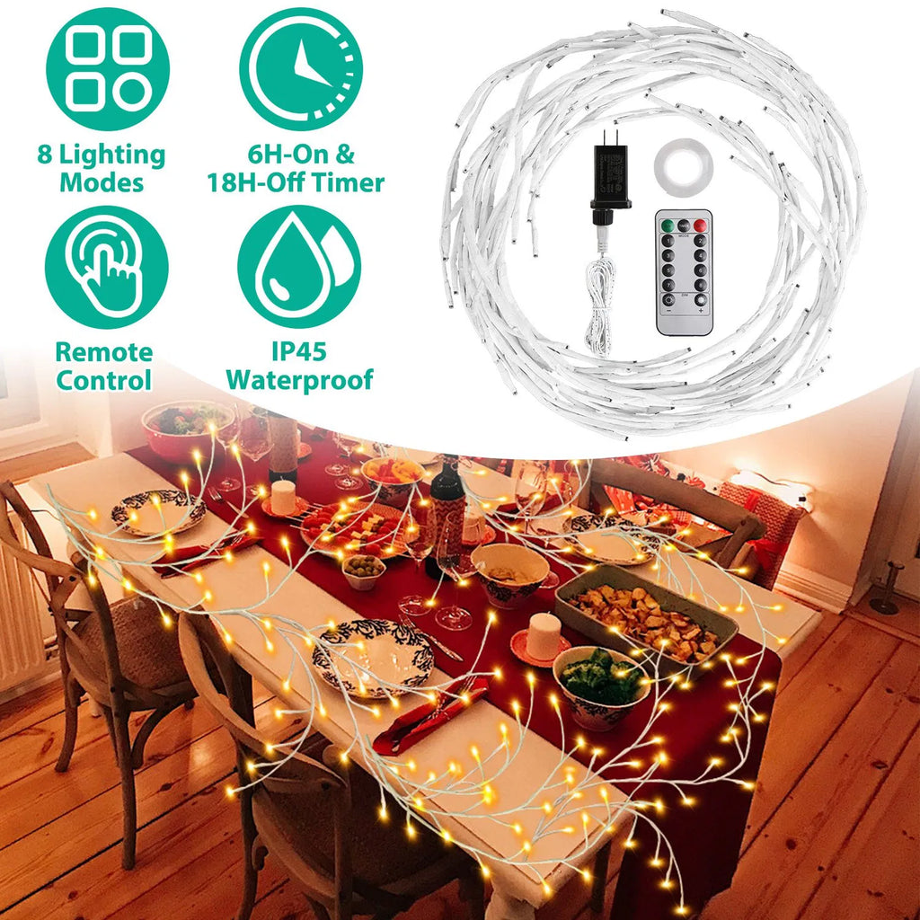 Lighted Birch Garland 7.9 ft 144 LED with Remote and Timer,  - view 2