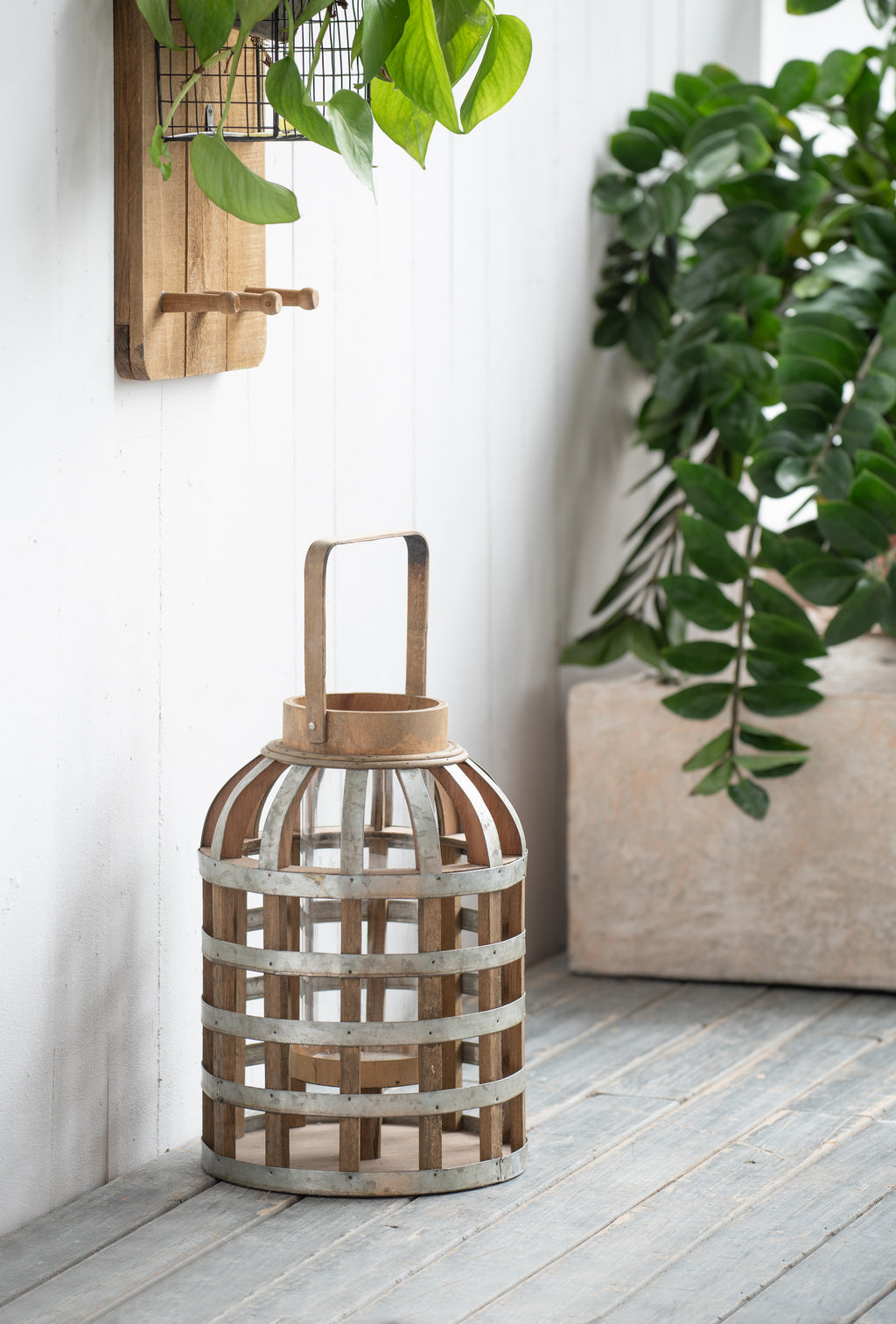 Wooden Lantern with Handle, Rustic Candle Lantern for Indoor - view 4