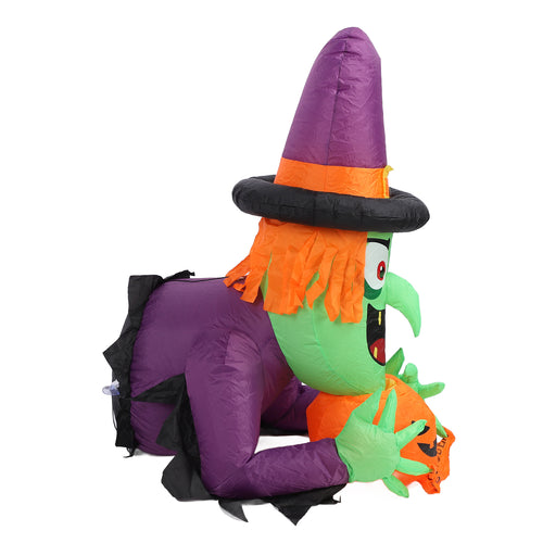 4.4 ft Inflatable Witch Breaking Through Window, LED Lighted - view 1