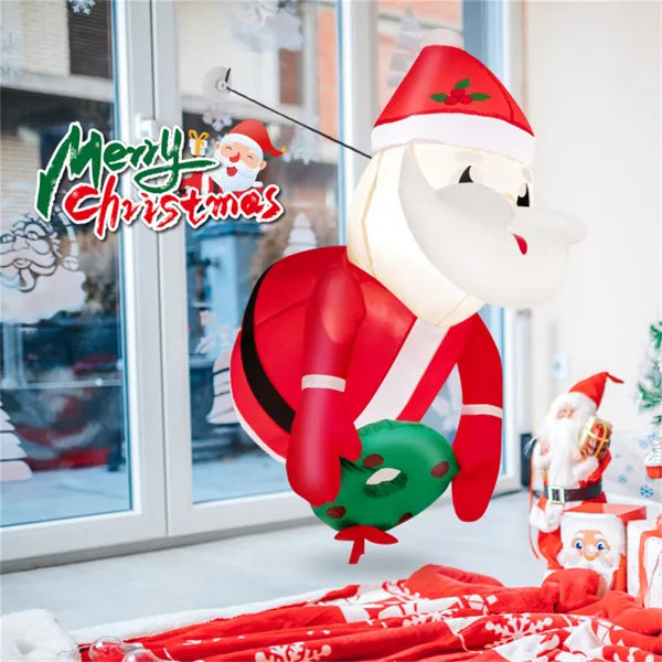 Inflatable Window Santa and Wreath 3.3 ft with LED Lights, C - view 3