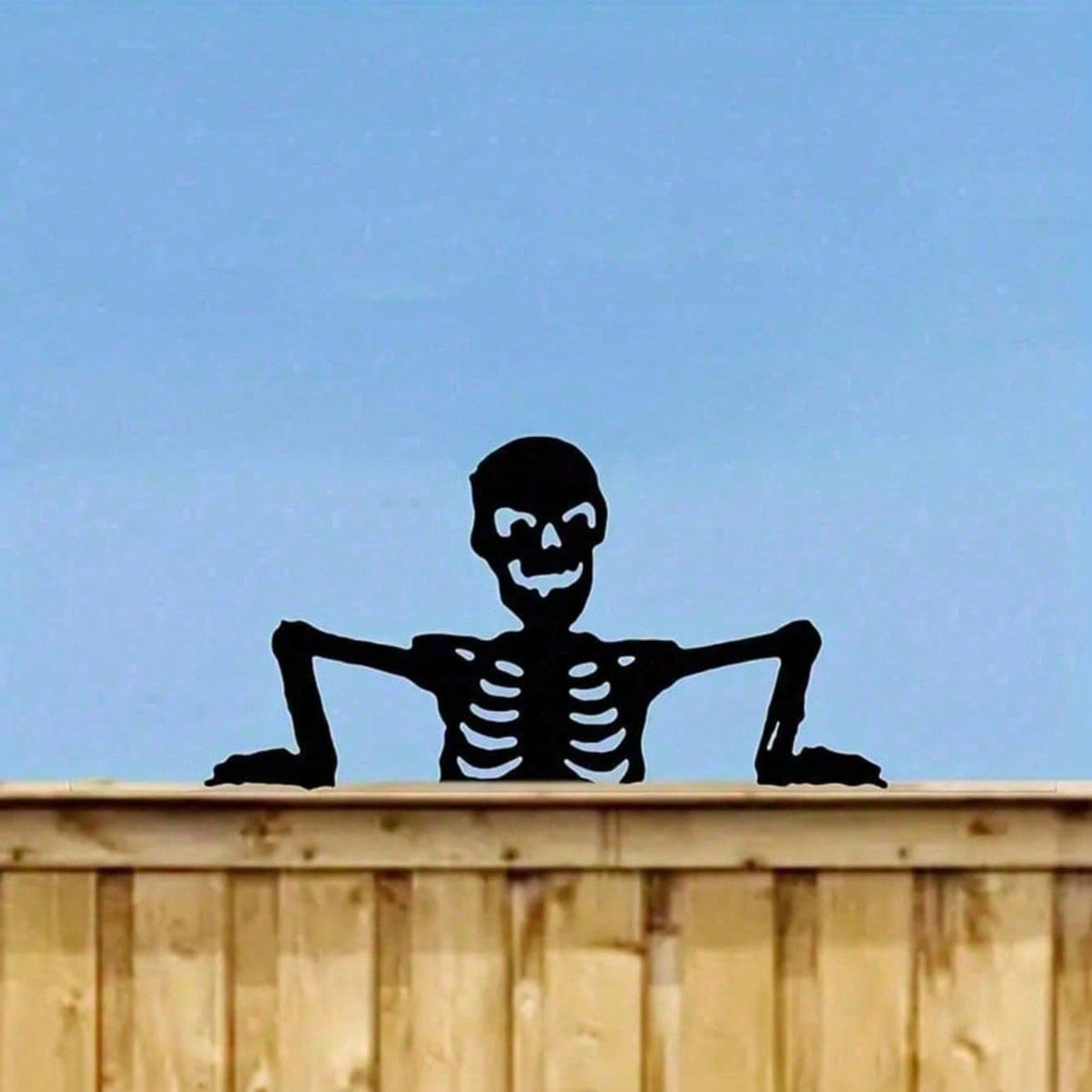 Peeking Skeleton Metal Silhouette, Halloween Wall, Fence or  - view 3
