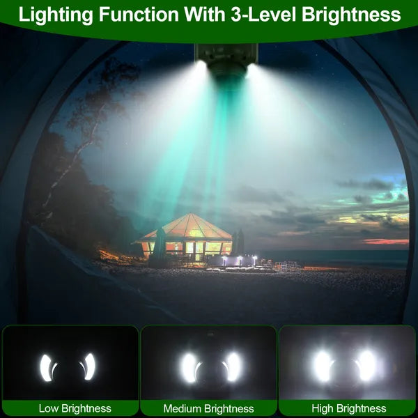 Camping Tent Fan with LED Lantern and Remote, 5200mAh Rechar - view 5