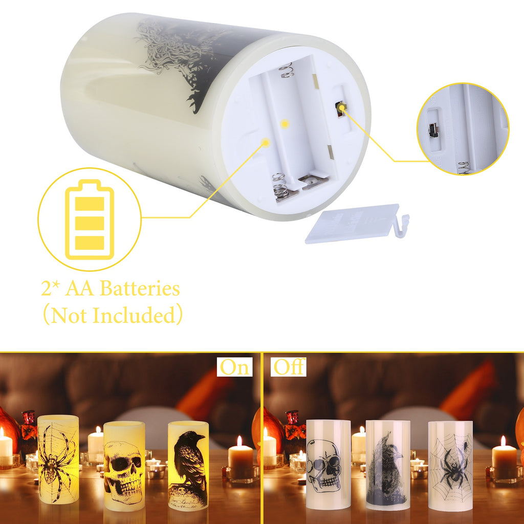 Flameless Halloween Candle Lamps 3-Pack with Timer, Warm Ora - view 2