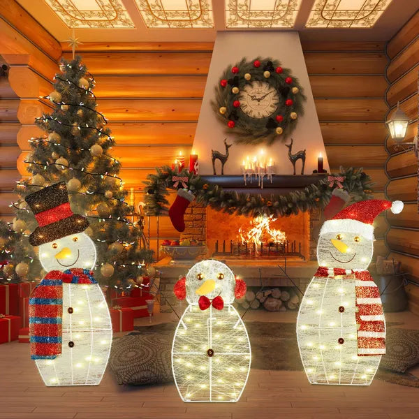 Lighted 2D Snowman Family Set of 3, 60 LED Outdoor Christmas - view 2