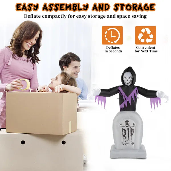 8 ft Inflatable Grim Reaper and Tombstones with LED Lights,  - view 4