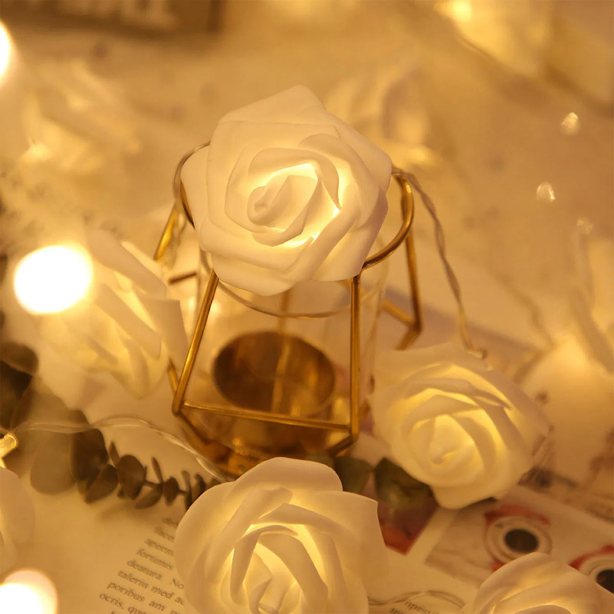 Rose Flower String Lights 2-Pack, 10 ft 20 LED Each, Battery - view 4